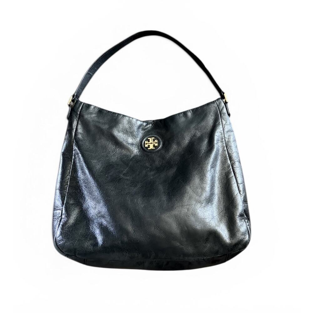 Tory Burch Large Slouchy Leather Hobo Gold Hardware Designer Logo w/dustbag
